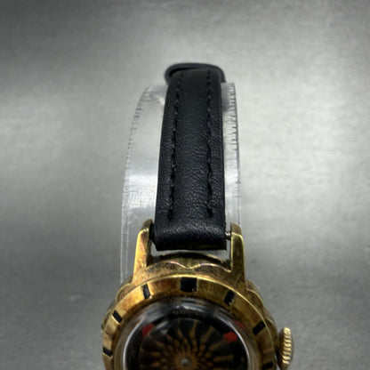 Borel kaleidoscope Watch Women 20mm Black Dial Gold Plated Manual Wind Runs VTG4