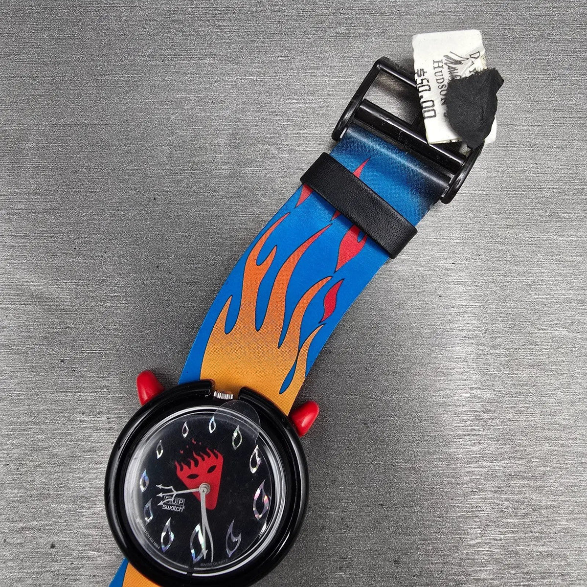 Swatch Pop Hot Stuff Watch Men 40mm Black Dial Black PMB103 New Battery NOS CH3
