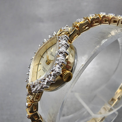 Armitron Deauville Watch Women 14mm Champagne Dial Gold Tone Oval New battery3