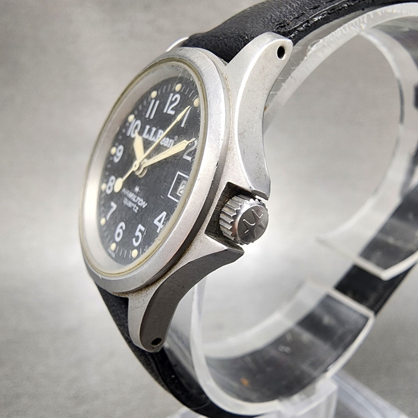 Hamilton LL Bean Watch Women 27mm Black Dial Silver Tone Date Round New Battery2