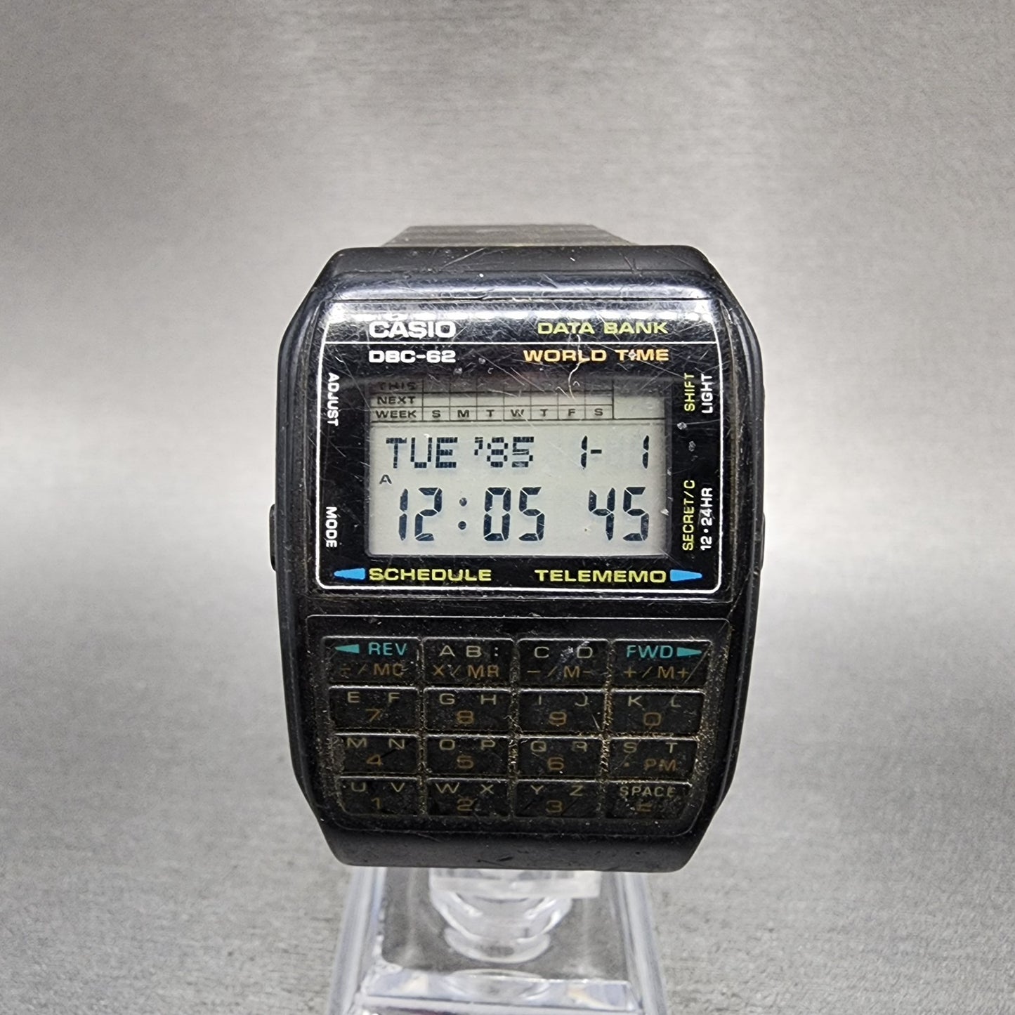 Casio Calculator Watch Men 33mm Digital Black Tone Alarm Chrono DBC62  New Batt1