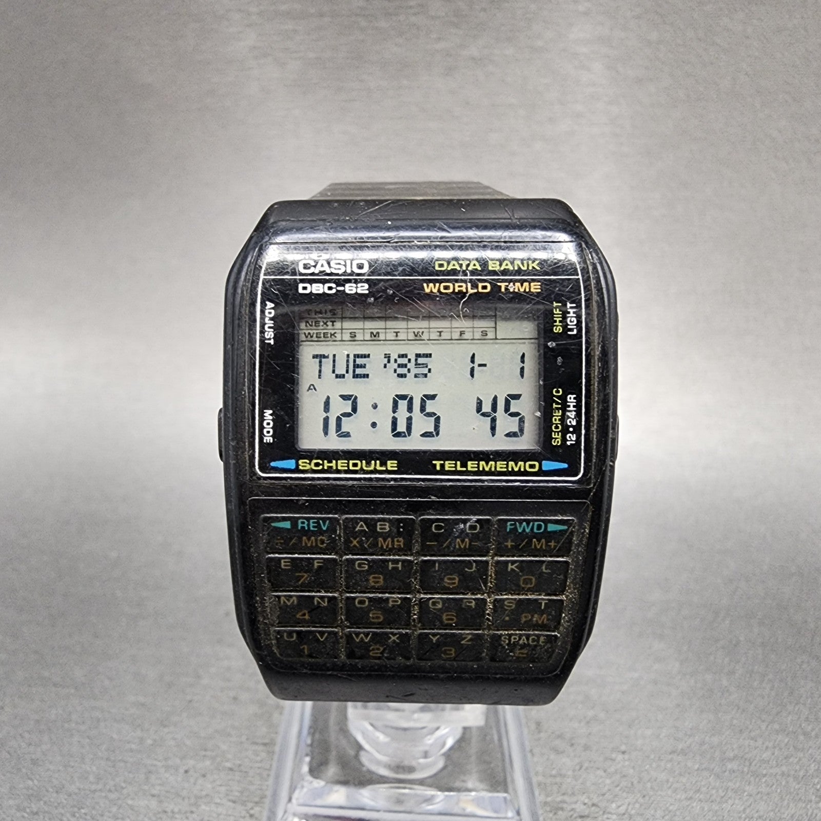 Casio Calculator Watch Men 33mm Digital Black Tone Alarm Chrono DBC62  New Batt1