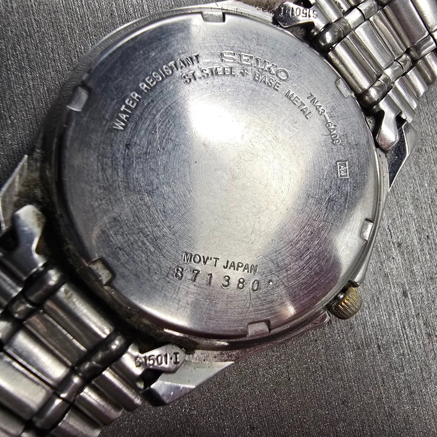 Seiko Watch Men 36mm Gray Dial Two Tone Daydate Round 7N43-6A09 New Battery VTG10
