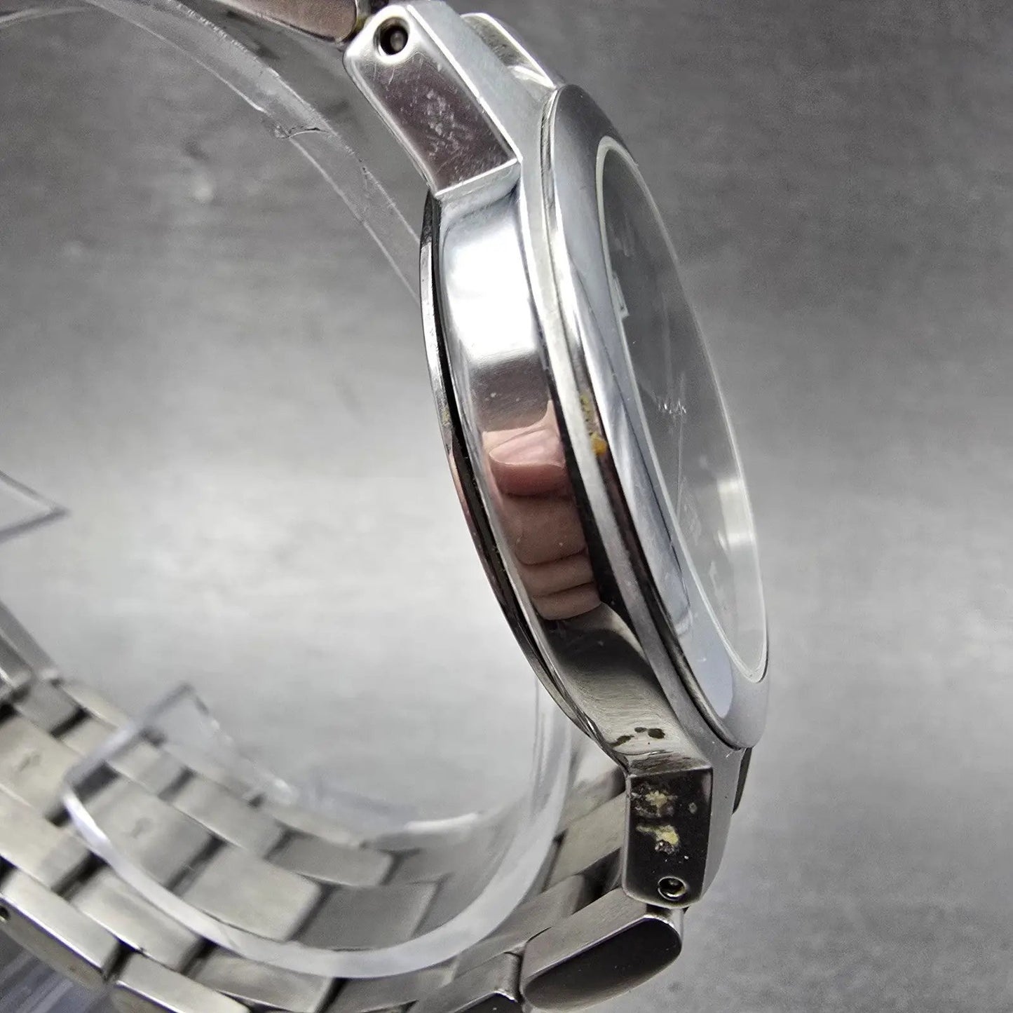 ESQ Watch Men 36mm Black Dial Silver Tone Daydate Round E5312 New Battery Swiss3