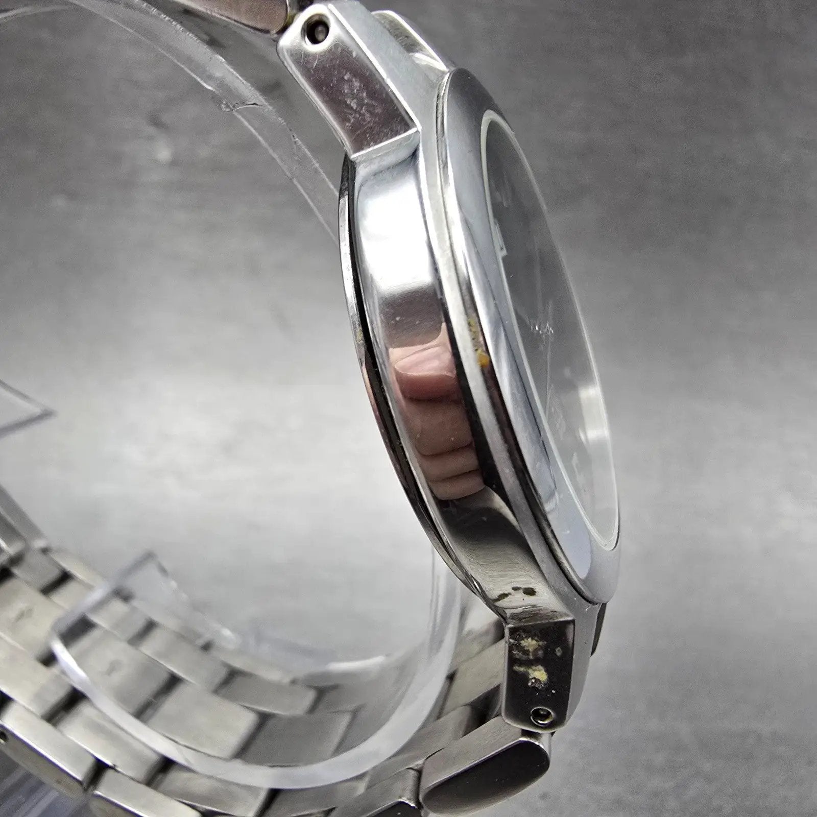 ESQ Watch Men 36mm Black Dial Silver Tone Daydate Round E5312 New Battery Swiss3