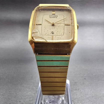 Citizen CQ Watch Men 27mm Champagne Dial Gold Tone 4031-893514 New Battery VTG5