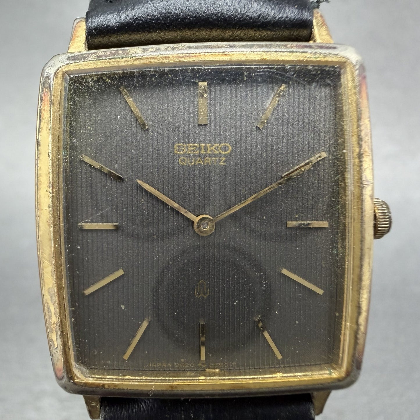 Seiko Tank Watch Men 27mm Black Dial Gold Tone Rectangle 2620-5370 New Battery1
