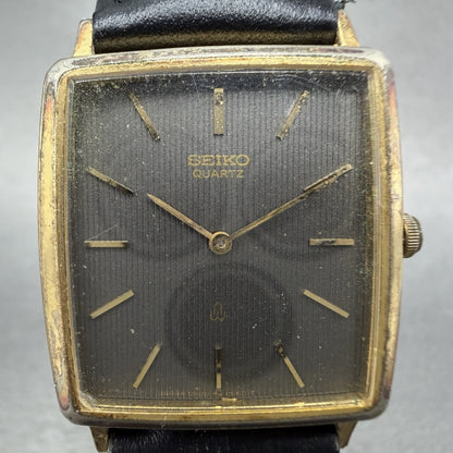 Seiko Tank Watch Men 27mm Black Dial Gold Tone Rectangle 2620-5370 New Battery1