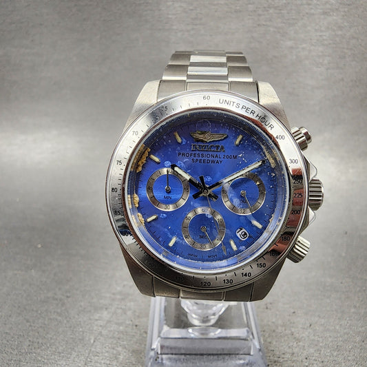 Invicta Speedway Chronograph Watch Men 40mm Blue Dial Steel Date 16655 PARTS0