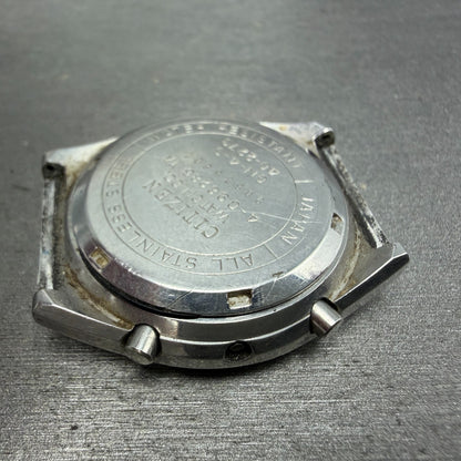 Citizen Digital Watch Men 35mm Digital Silver Tone Daydate Round READ!! New batt8