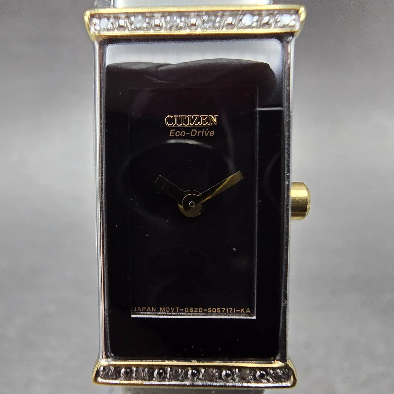 Citizen Eco-Drive Watch Women 14mm Black Dial Two Tone Diamond G620-S044553 Runs1