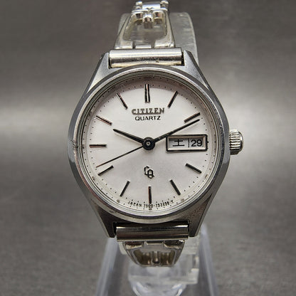 Citizen CQ Watch Women 24mm White Dial Steel Daydate Round 4-751671 New Battery
