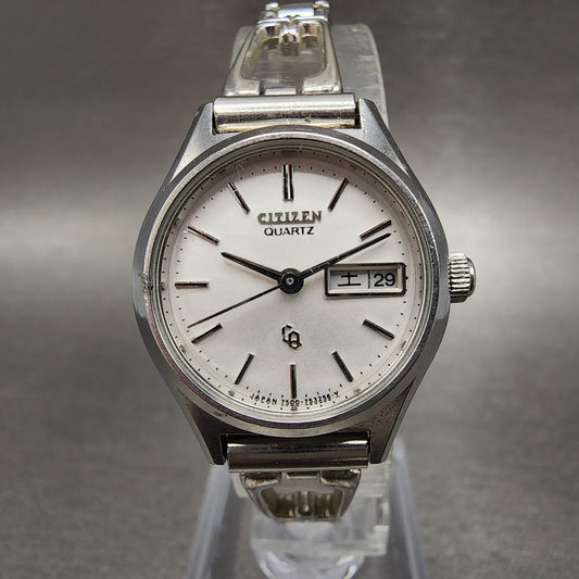Citizen CQ Watch Women 24mm White Dial Steel Daydate Round 4-751671 New Battery