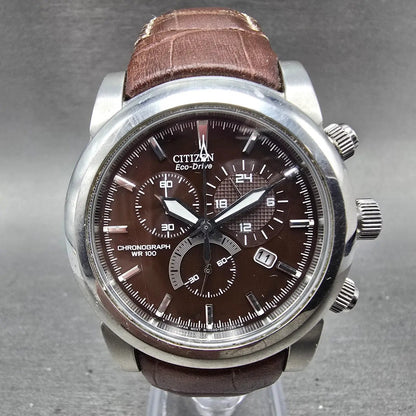 Citizen Eco-Drive Chronograph Watch Men 42mm Brown Dial Steel H500-S049628 Runs0