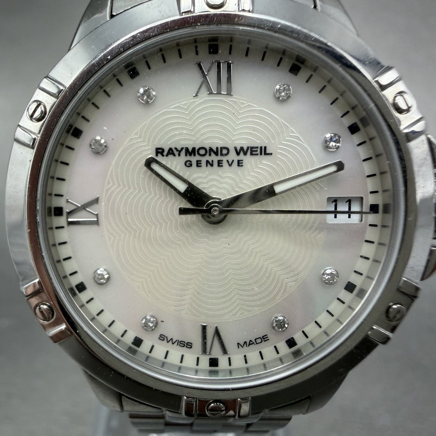 Raymond Weil Tango Watch Women 30mm MOP Dial Steel Diamonds 5960 New Battery1