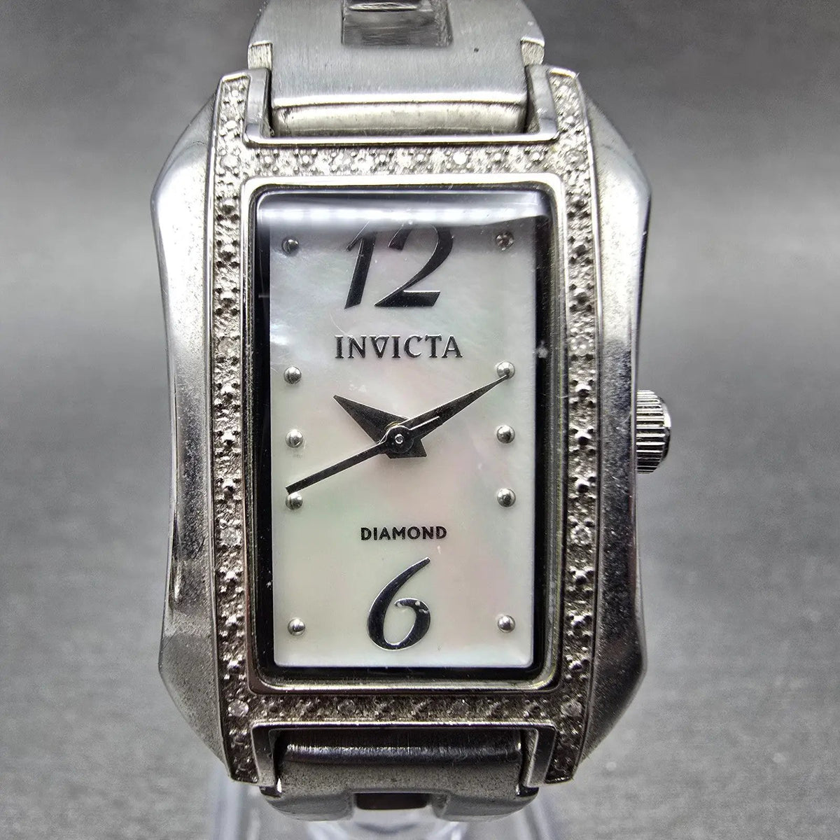 Invicta Wildflower Tank Watch Women 21mm MOP Dial Silver Tone Rectangle New Batt0