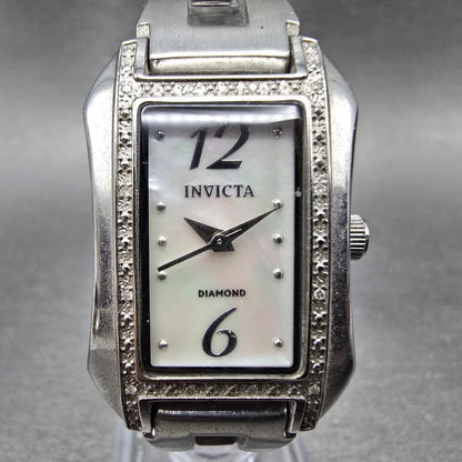 Invicta Wildflower Tank Watch Women 21mm MOP Dial Silver Tone Rectangle New Batt0
