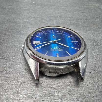 Seiko QT Watch Men 37mm Blue Dial Steel Date 3802 Movement 3802-7070 PARTS5