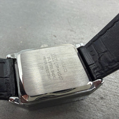 Casio Tank Watch Women 22mm Silver Dial Silver Tone Rectangle LTP-V007 New Batt9