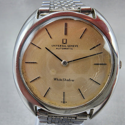 Universal Geneve White Shadow Automatic Watch Men 35mm Champagne Dial Steel Runs