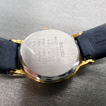 Seiko Watch Women 22mm Cream Dial Gold Tone Round V4011409 New Battery9