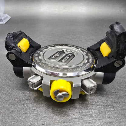 Invicta Chronograph Dive Watch Men 50mm Black Dial Steel Yellow 10038 NewBatt JK10