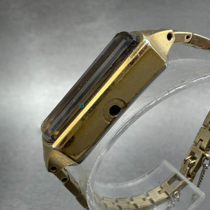 Seiko Tank Watch Women 13mm Brown Dial Gold Tone Manual 1520-366G PARTS Vintage3