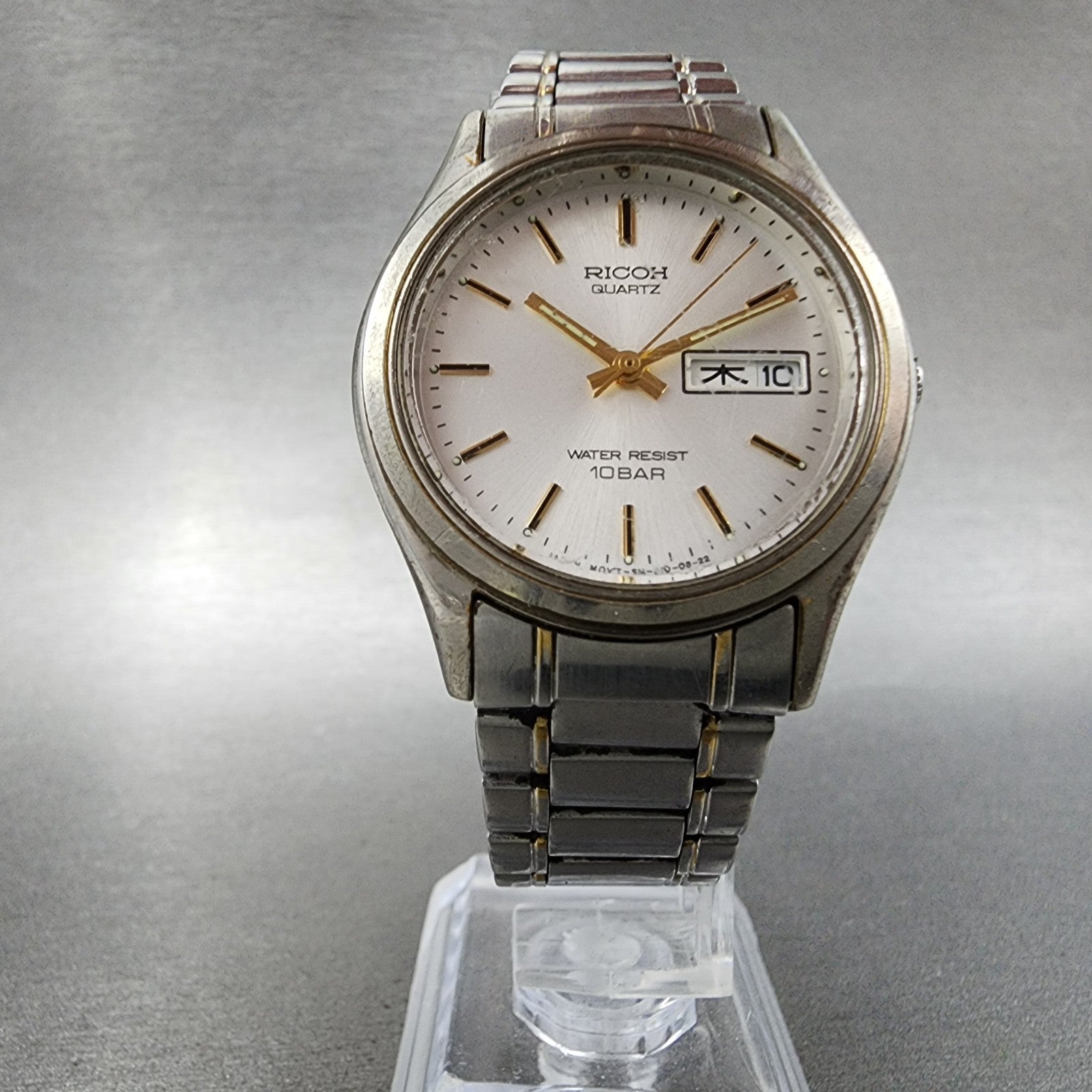 Ricoh Watch Women 33mm Silver Dial Silver Tone Daydate Round  New Battery4