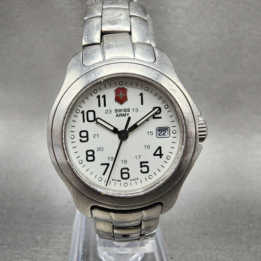 Victorinox Swiss Army Officer LS Watch Women 30mm White Dial Steel Date New bat0