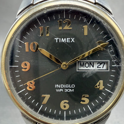 Timex Easy Reader Watch Men 36mm Gray Dial Two Tone Date Round new Battery T73A1