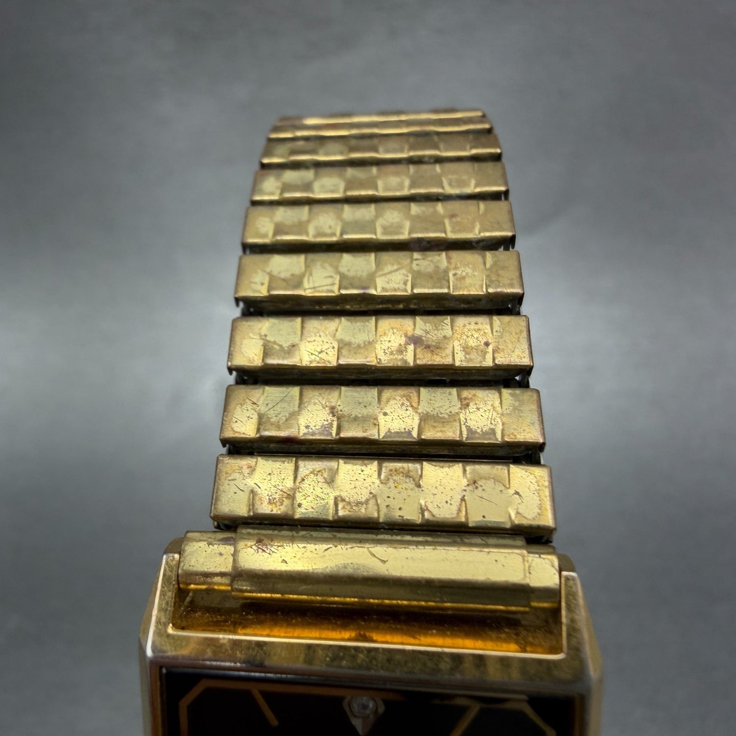 Waltham Tank Watch Men 25mm Black Dial Gold Tone Rectangle New Battery4