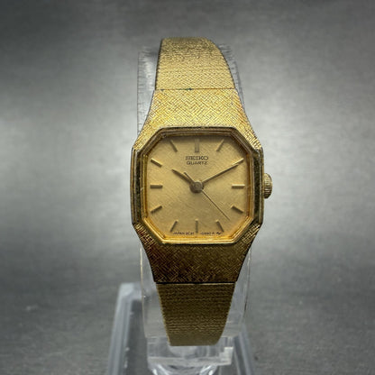 Seiko Watch Women 16mm Gold Dial Gold Tone Octagon 2C21-5409 New Battery0