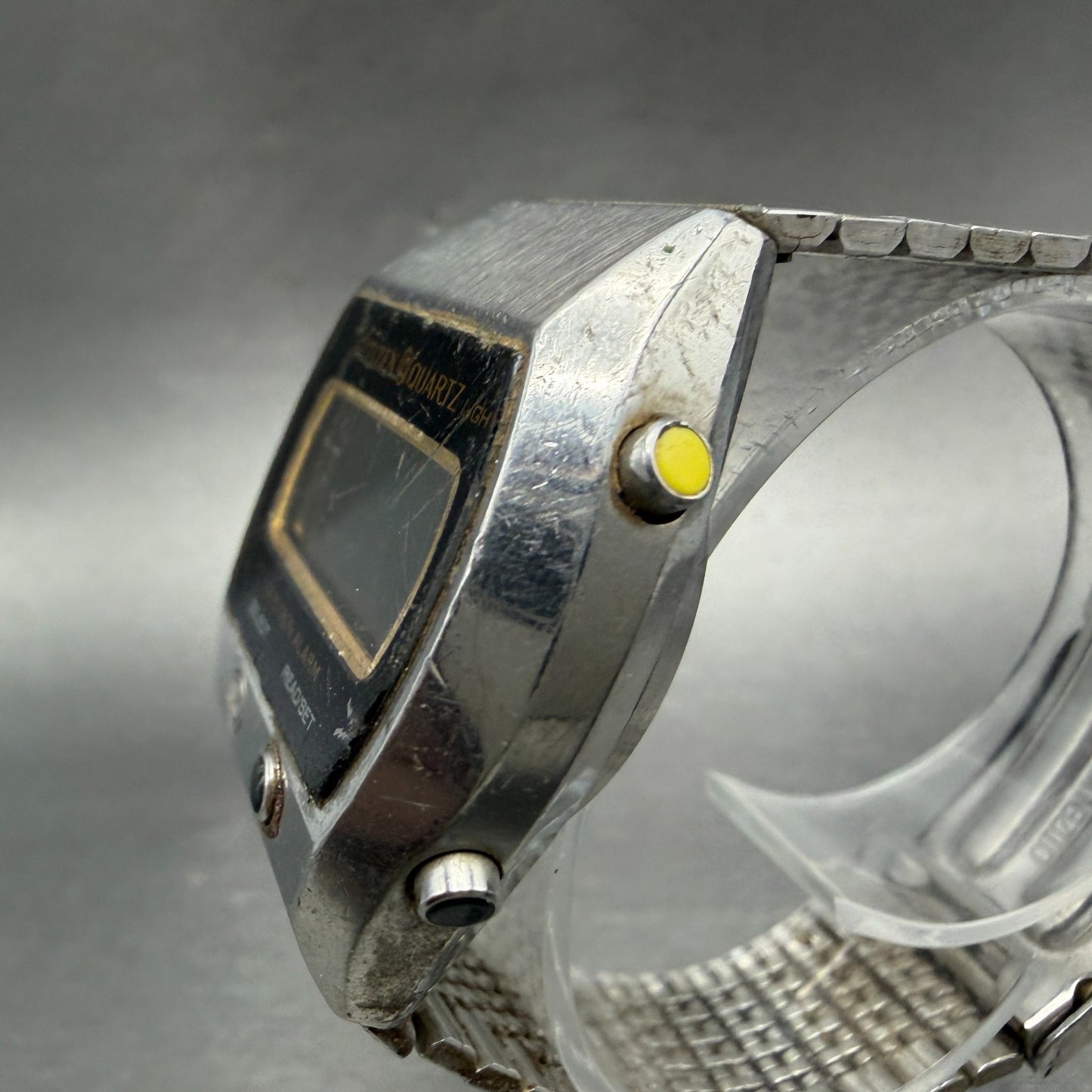 Citizen Digital Watch Men 35mm Black Dial Silver Tone Alarm 4-095651 PARTS VTG3