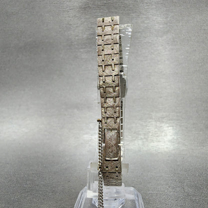 Seiko Watch Women 15mm Silver Dial White Gold Plated Diamonds Manual Wind Runs7