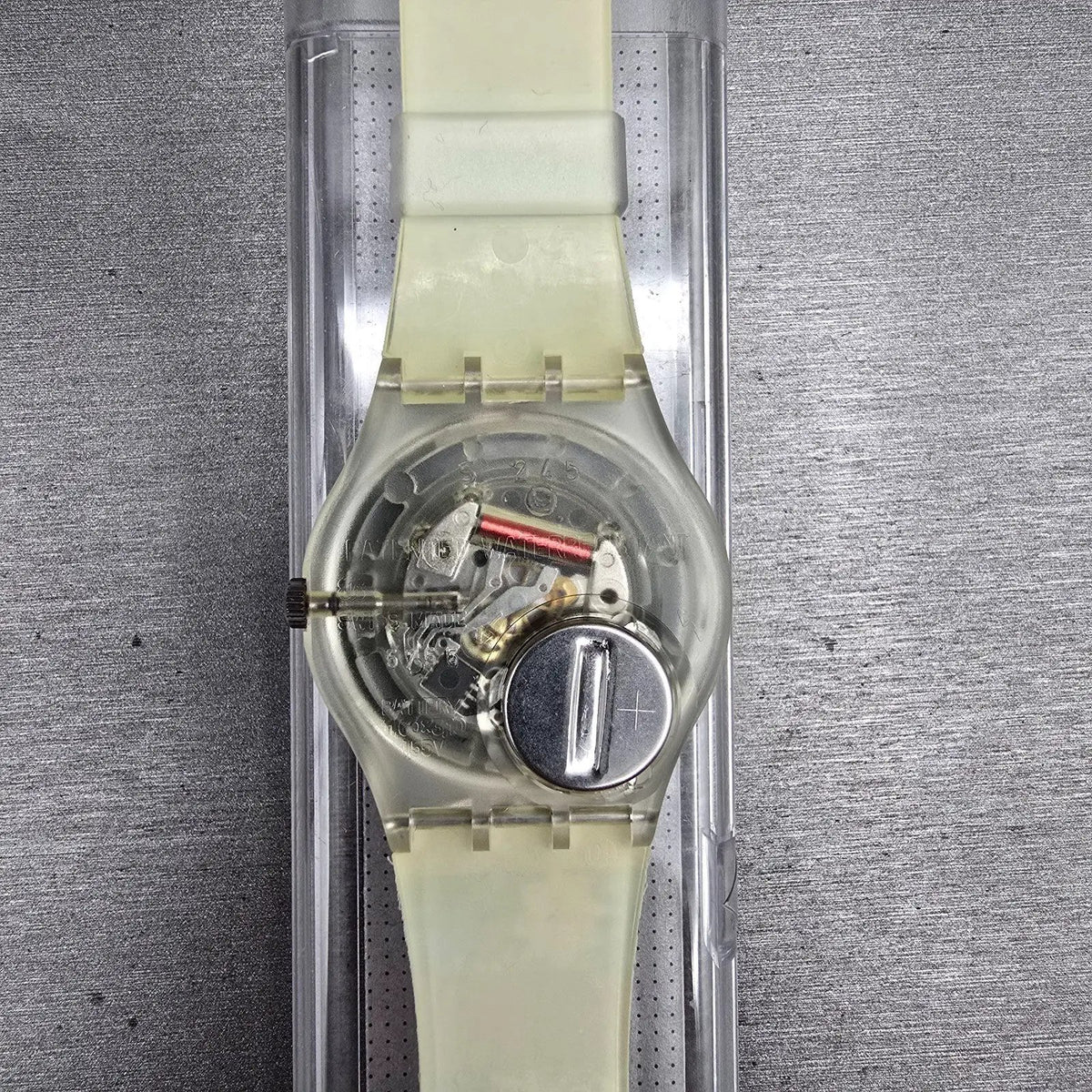 Swatch The People Watch Men 34mm Blue Dial Clear Case GZ126 New Battery NOS8