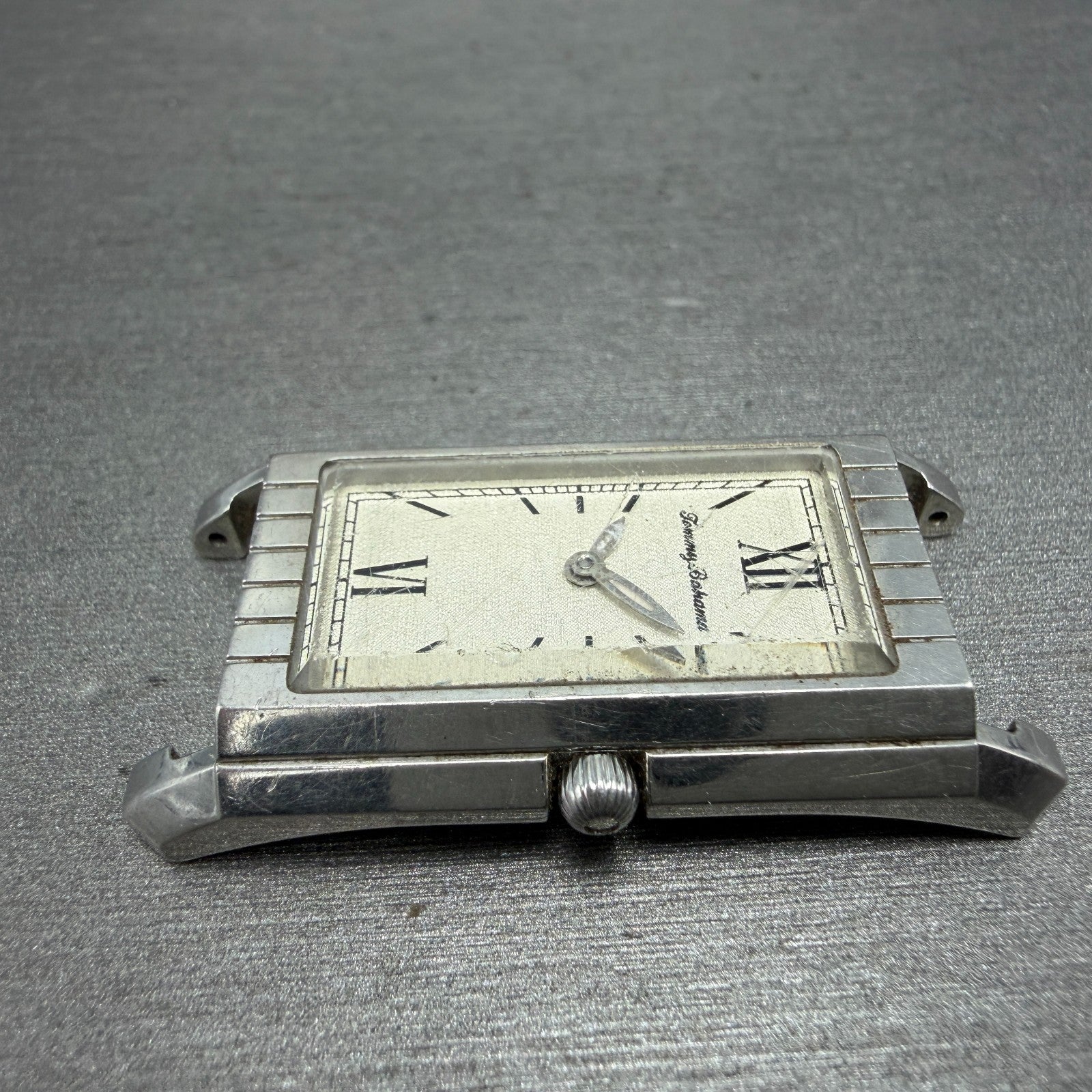 Tommy Bahama Tank Watch Women 22mm Cream Dial Silver Tone Rectangle TB2065 PARTS6
