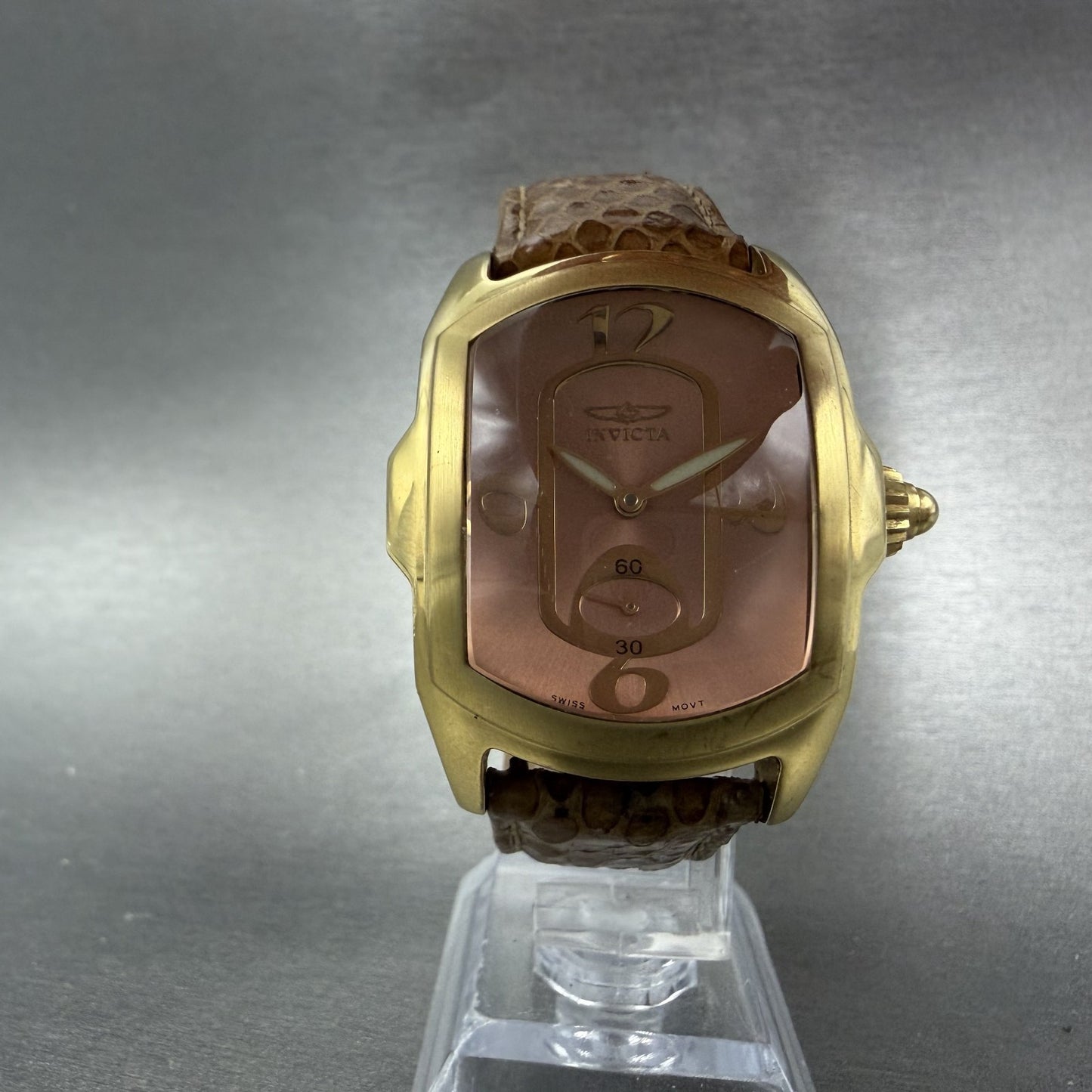 Invicta Lupah Watch Women 34mm Rose Dial Rose Gold Tone Rectangle New Battery5