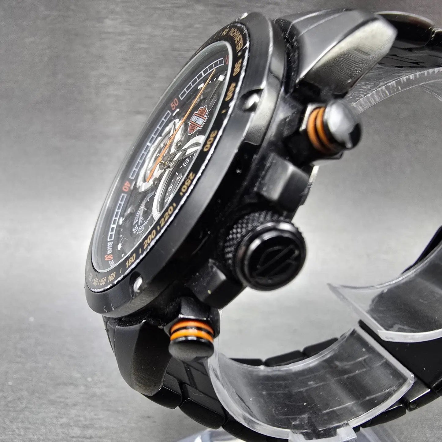 Bulova HArley Davidson Chronograph Watch Men 43mm Black Dial Black Tone New Batt2