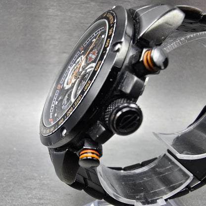 Bulova HArley Davidson Chronograph Watch Men 43mm Black Dial Black Tone New Batt2