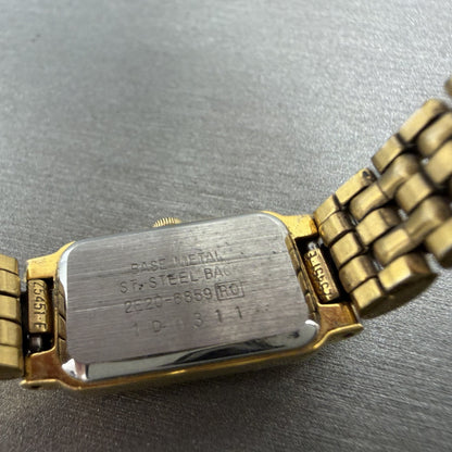 Seiko Tank Watch Women 13mm Silver Tone Gold Tone Rectangle 2e20-6859 NewBatt BA9