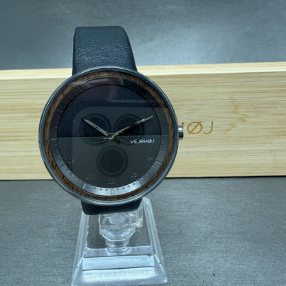 Vejrhoj Wood Watch Men 40mm Black Dial Black Tone Round New Battery0