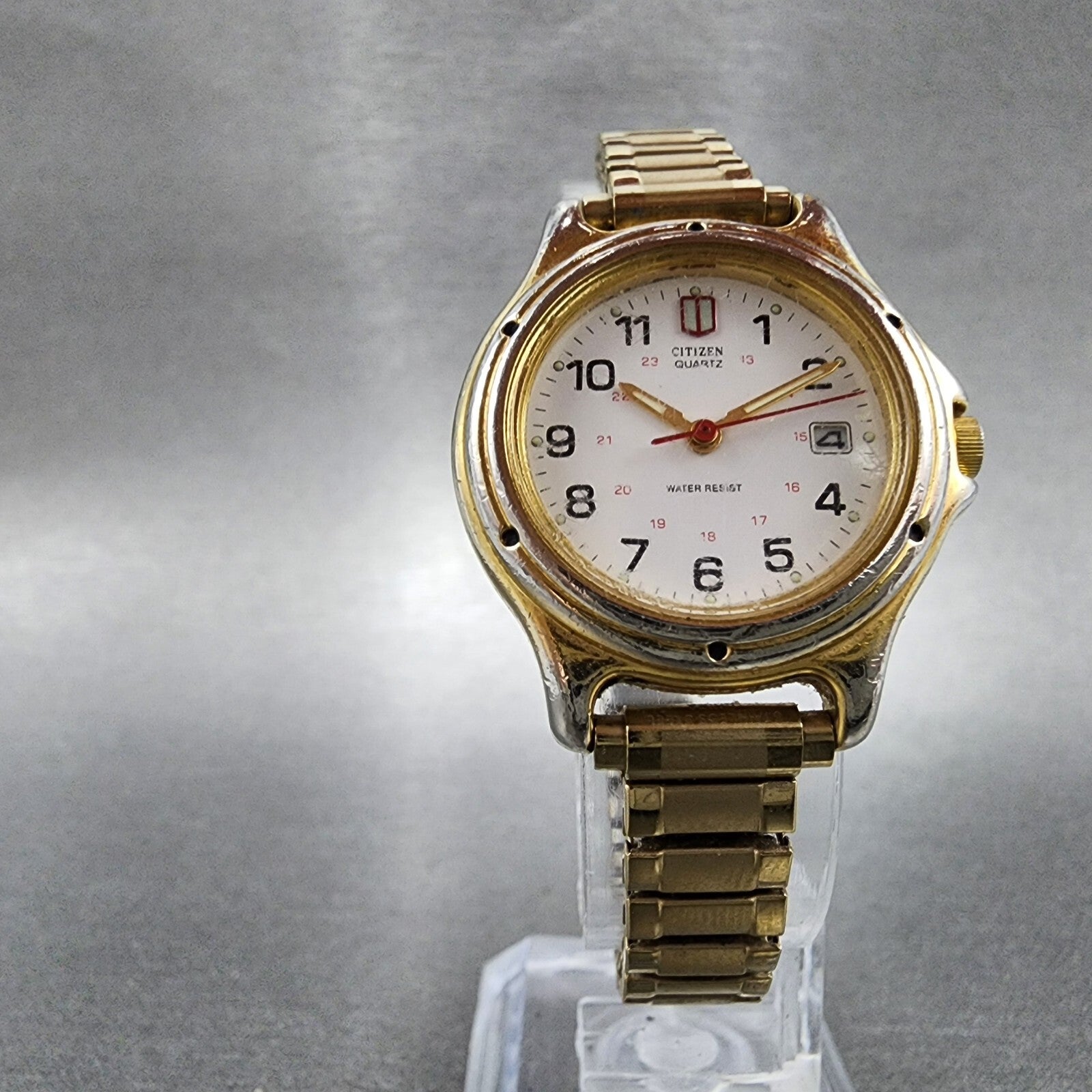 Citizen Watch Women White 27mm Dial Gold Tone Date Round 6010S37668 New Battery5
