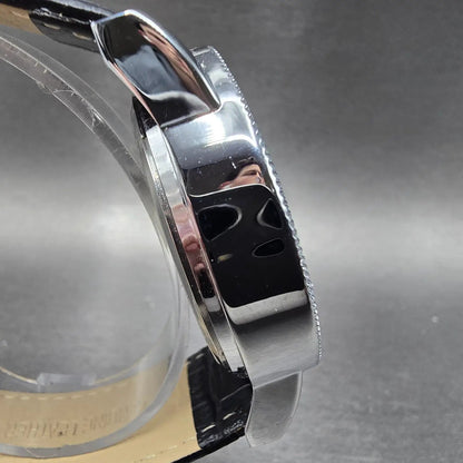 Stauer Urban Watch Men 43mm Blue Dial Silver Tone Date Leather 28997 New battery3