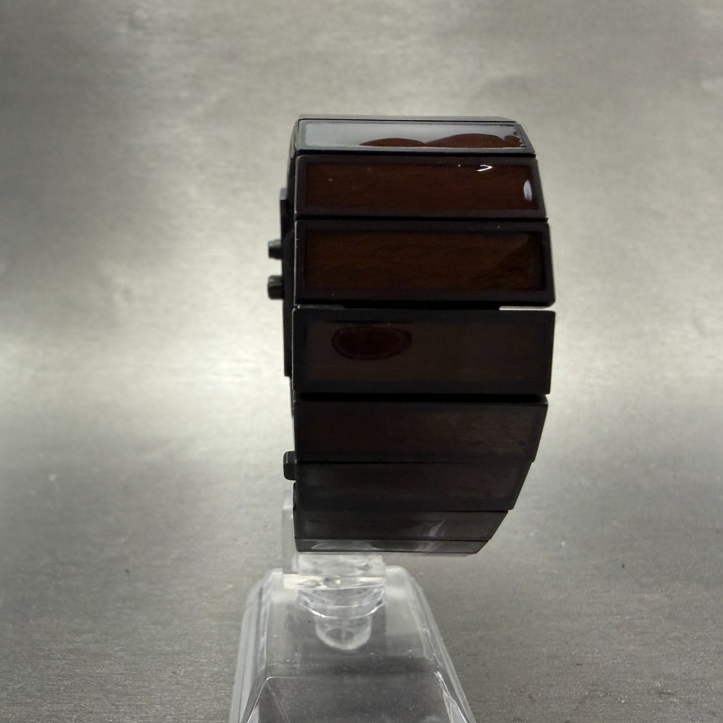 Nixon Rotolog Watch Men 35mm Black Dark Wood Rectangle New Battery7