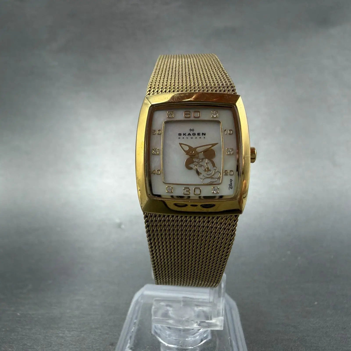 Skagen Minine Mouse Watch Women 21mm MOP Dial Rectangle D380XSGG New Battery GT5