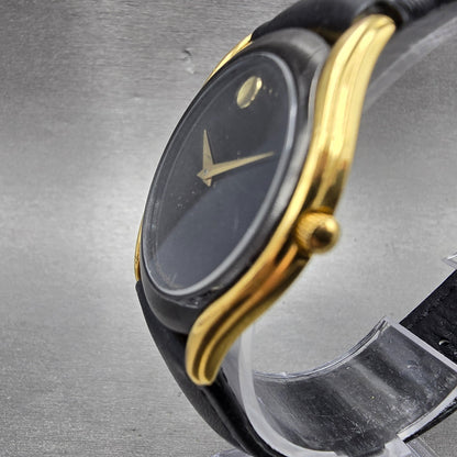 Movado Museum Watch Men 33mm Black Dial Black & Gold Tone 87.E2.860.2 New Batt J2
