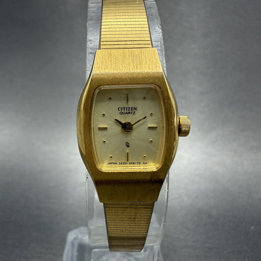 Citizen CQ Watch Women 16mm Champagne Dial Gold Tone 3220326170 New Battery0