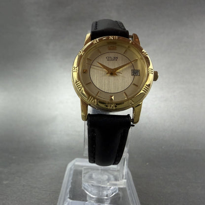 Citizen Watch Women 24mm Champagne Dial Gold Tone Date 1012-K13131 New BatteryAB5