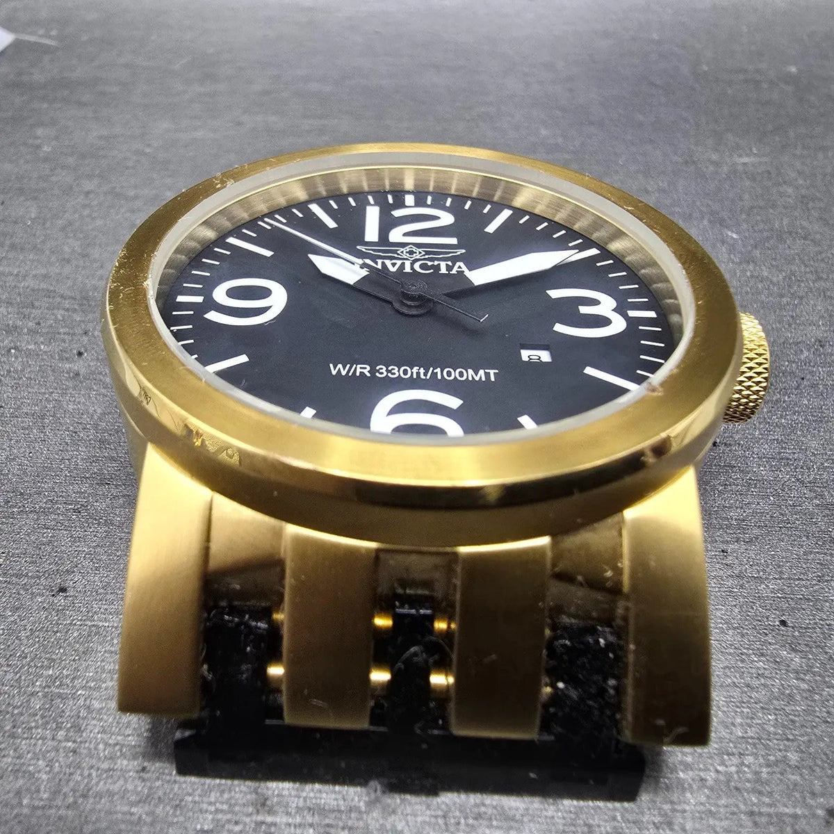 Invicta I Force Watch Men 46mm Black Dial Gold Tone Date Round 0852 New Batt2
