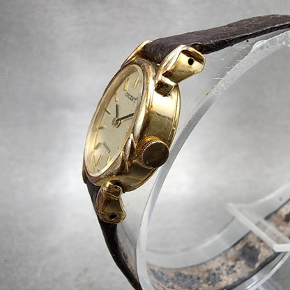 Orient Watch Women 18mm Gold Dial Gold Plated Oval  New Battery Vintage2